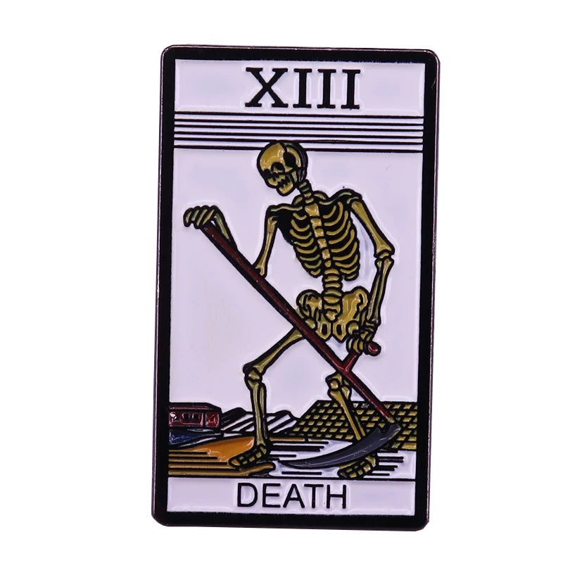 Tarot Card Enamel Pin Death Sun Moon Justice Slice Night Circus Demons Badge Witch brooch Mystical Witchcraft Divination Gift