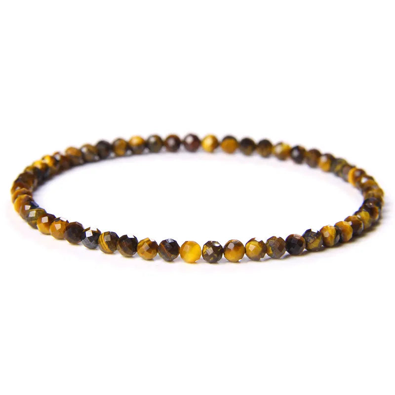 Minimalist Healing 4mm Tiny crystal stone Beads Bracelets Unisex Natural Charoite Obsidian lapis lazuli Zircon Elastic bracelets