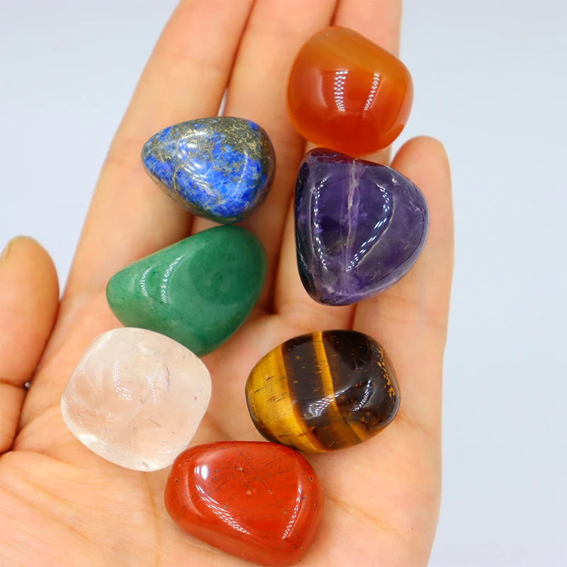 7pc/set Natural crystal Yoga Polished Energy Stone Agate Chakra Reiki Healing Home Decoration Collection Popular Stones