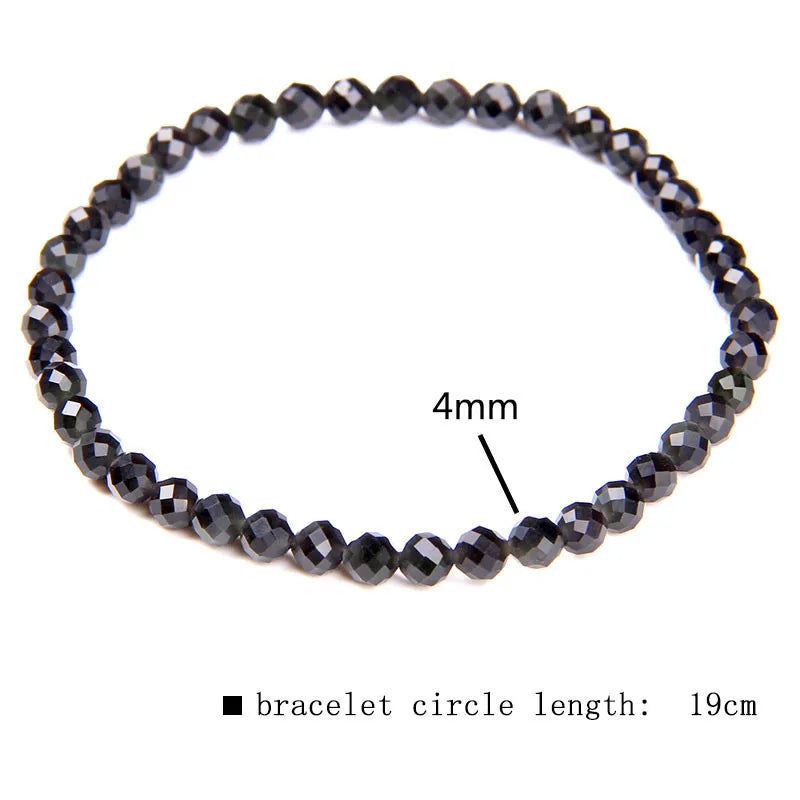 Minimalist Healing 4mm Tiny crystal stone Beads Bracelets Unisex Natural Charoite Obsidian lapis lazuli Zircon Elastic bracelets