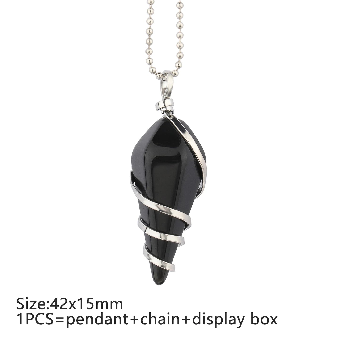 9 Types Black Onyx Natural Stone Pendant With Chain Display Box Heart Waterdrop Shape Pendant fit for Women Jewelry DIY Necklace