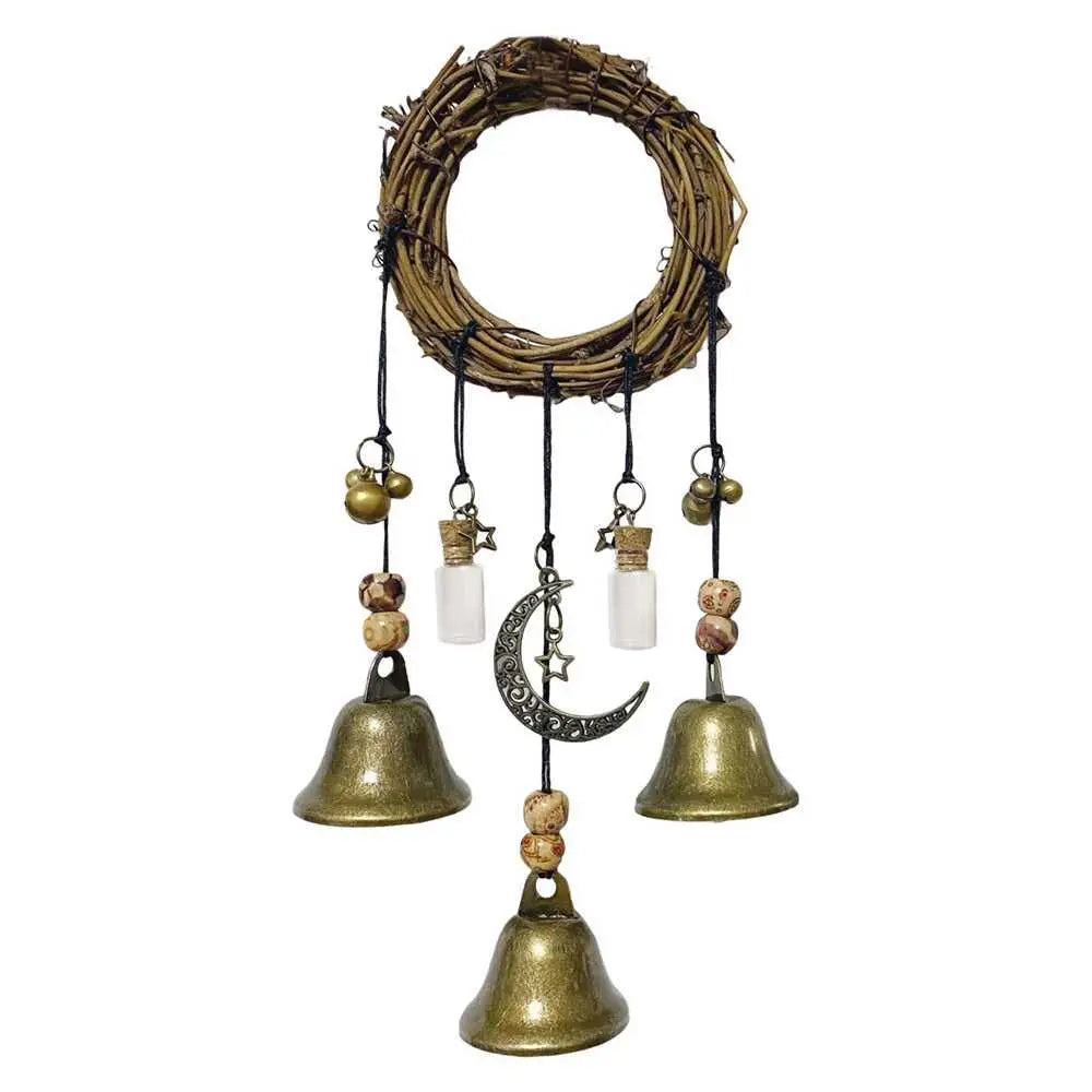 Witch Bells Protection Door Hangers Witch Wind Chimes Wreath Handmade Hanging Witch Bells Wiccan Magic Wind Chimes for Home Door