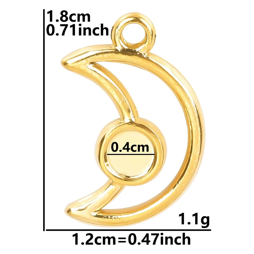 5pcs/Lot New Moon Charm No Fade Stainless Steel Pendants Charms In Bulk DIY Jewelry Making Supplies Witch Knot Star Accessories