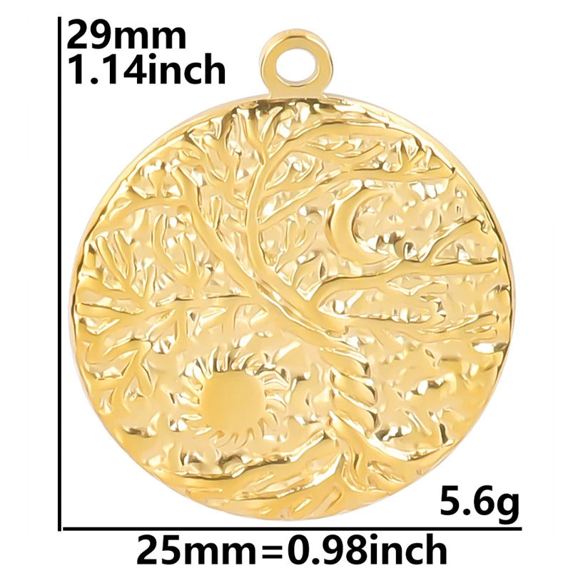 5pcs/Lot New Moon Charm No Fade Stainless Steel Pendants Charms In Bulk DIY Jewelry Making Supplies Witch Knot Star Accessories