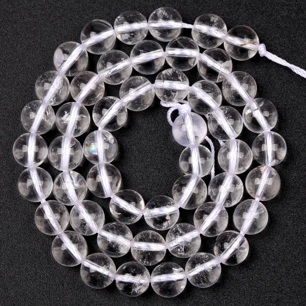 Natural Stone White Crystals Round Faceted Irregular Loose Spacer Beads For Jewelry DIY Bracelet Necklace Making Accessories