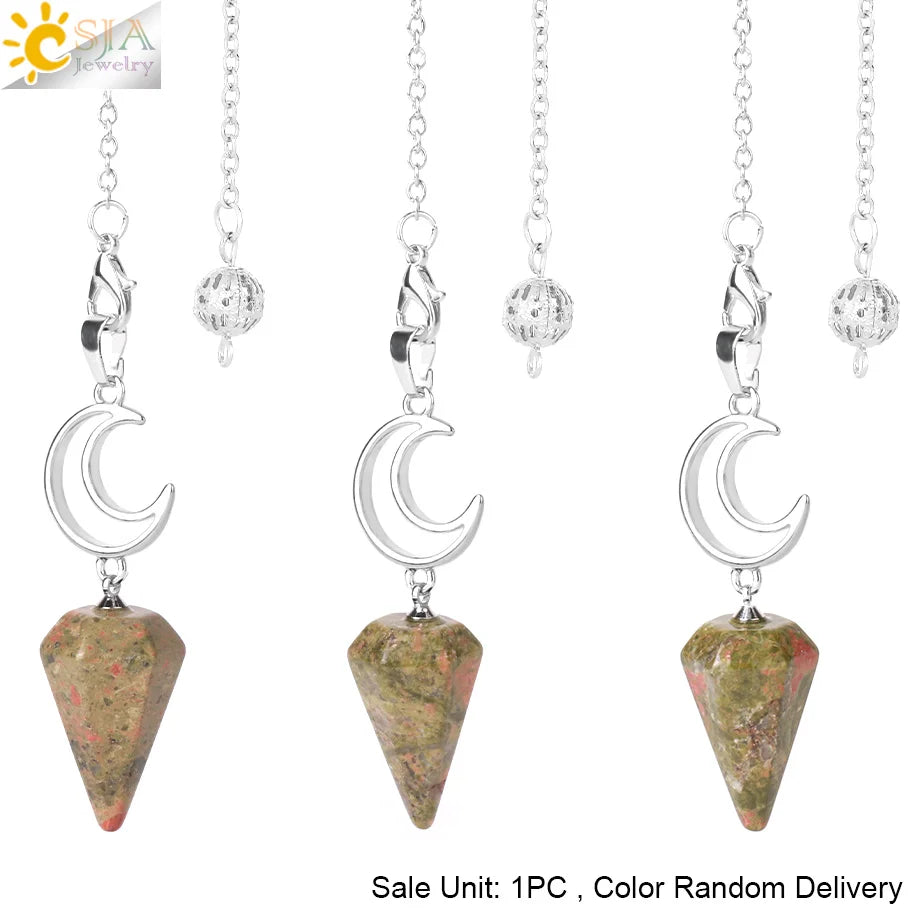 Spiritural Crystal Pendulum for Divination Esoterism Healing Moon Natural Stone Cone Pendant Pink Quartz Pendulo Radiesthesia S9