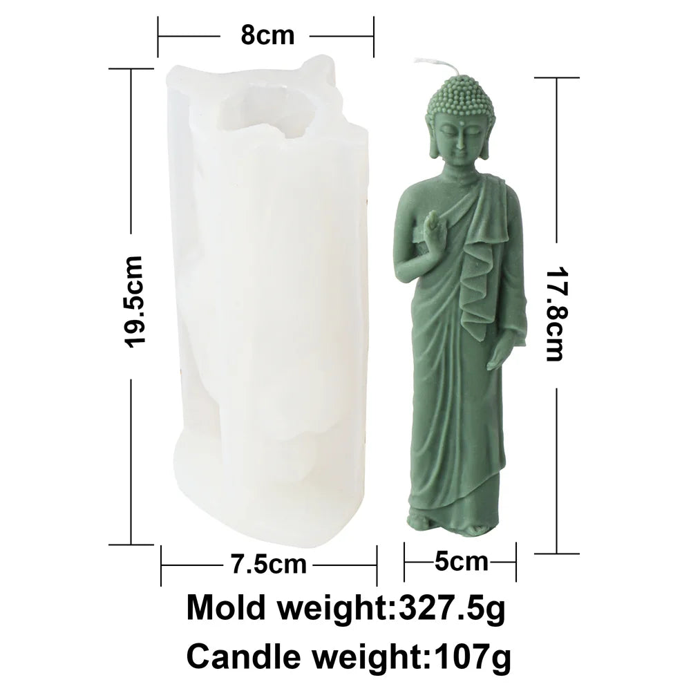 3D Buddha Statue Silicone Mold Namaste Stand Seat Relaxed Monk Candle Soap Resin DIY Buddhism Zen Home Decor Meditation Mould