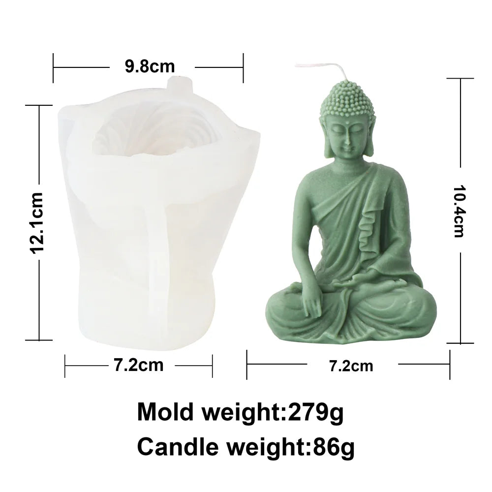 3D Buddha Statue Silicone Mold Namaste Stand Seat Relaxed Monk Candle Soap Resin DIY Buddhism Zen Home Decor Meditation Mould