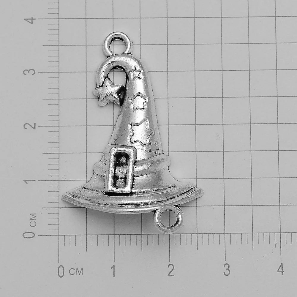 3-40pcs/lot Antique Silver Plated Halloween Charms Witch Cauldron Hat Broom Pendants For Diy Jewelry Making Supplies Accessories