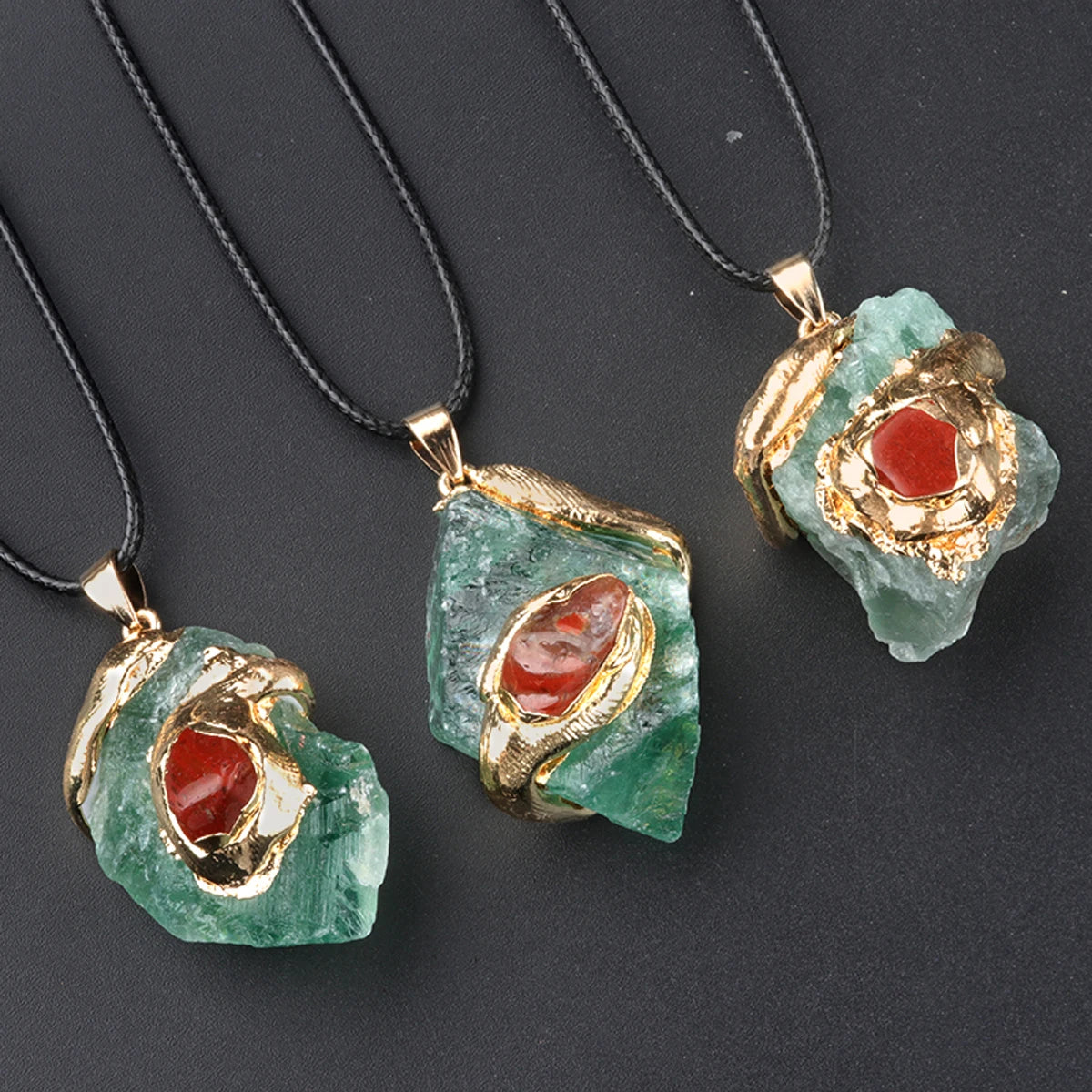 New Fashion Crystal Fluorite Natural Raw Stone Irregular Pendant DIY Made Women Men's Jewelry Accessories (Without Chains) 1pc