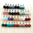Load image into Gallery viewer, 10 pairs Natural Stone Earrings Healing Crystal Quartzs Round Ball Beads Steel Stud Fashion Ear Jewelry for Women Girl Wholesale