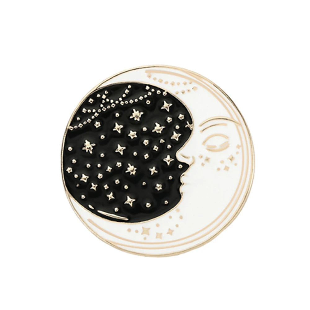Witches Punk Black Enamel Pins Magical Hat Furnace Moon Cat Brooch Backpack Denim Lapel Pin Badge Dark Gothic Party Jewelry Gift