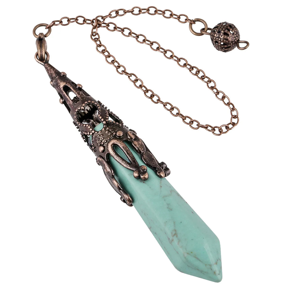 Energy Natural Stone Pendant Crystal Pendulum Amethysts Rose Clear Quartz Black Obsidian Tiger Eye Healing Reiki Pendulos X205