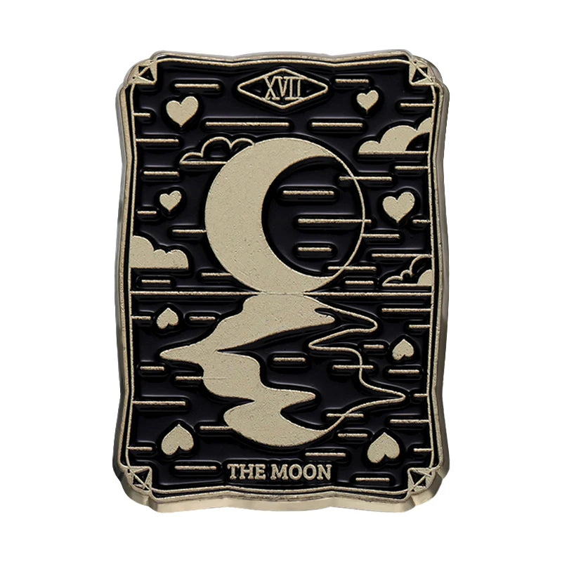 Black Tarot Enamel Pins Custom Sun Moon Stars Dark Witch Brooches Lapel Badges Punk Gothic Jewelry Gift for Friends