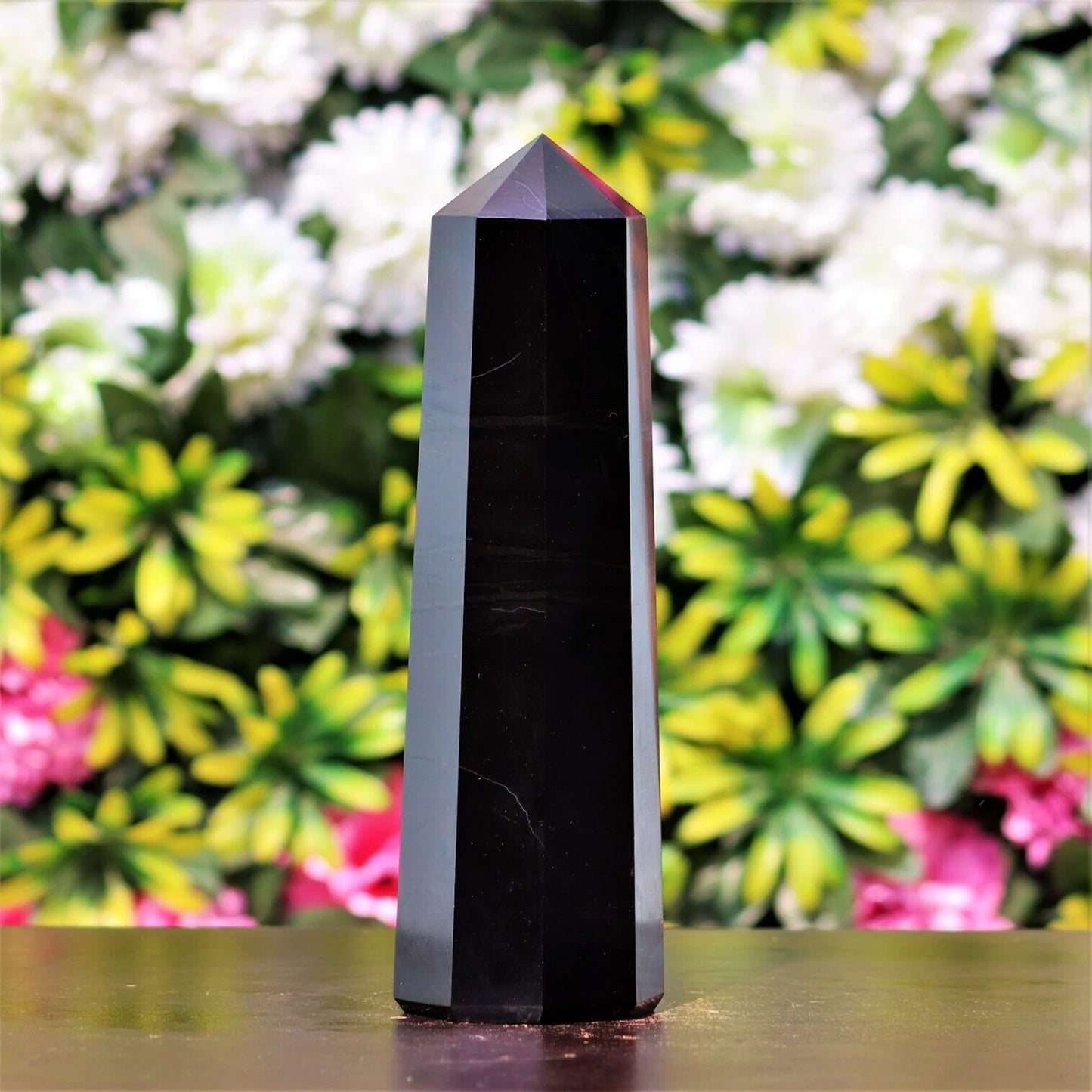 Natural Black Tourmaline Column,Quartz Crystal Wand,Mineral Healing Reiki Energy Stone Tower,Degaussing Meditation Decor