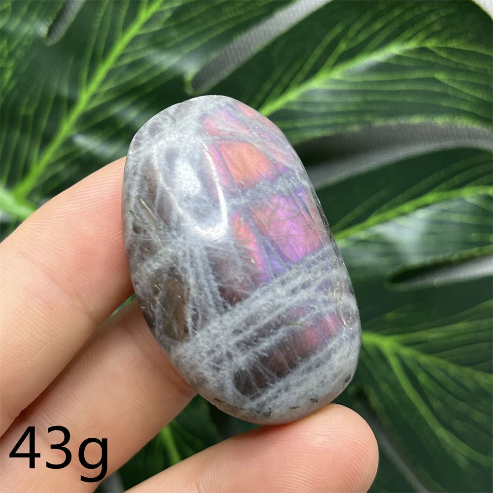 Natural Gemstone Purple Labradorite Palm Double-sided Glitter Home Decor Holiday Gift Witchcraft Altar Crystal Stone Healing