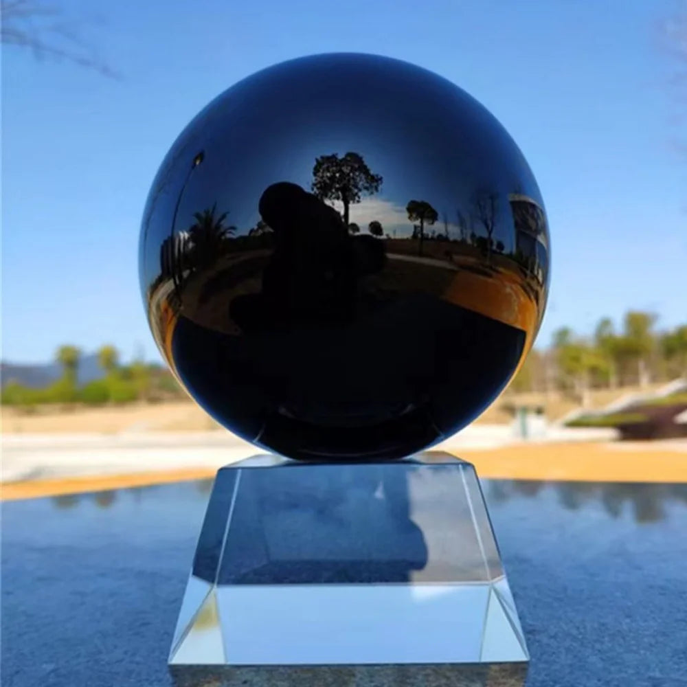 Black Obsidian Sphere Healing Crystal Magic Ball Reiki Rock Stone Feng Shui Witchcraft Gemstone Sphere Room Decor Gift No Base