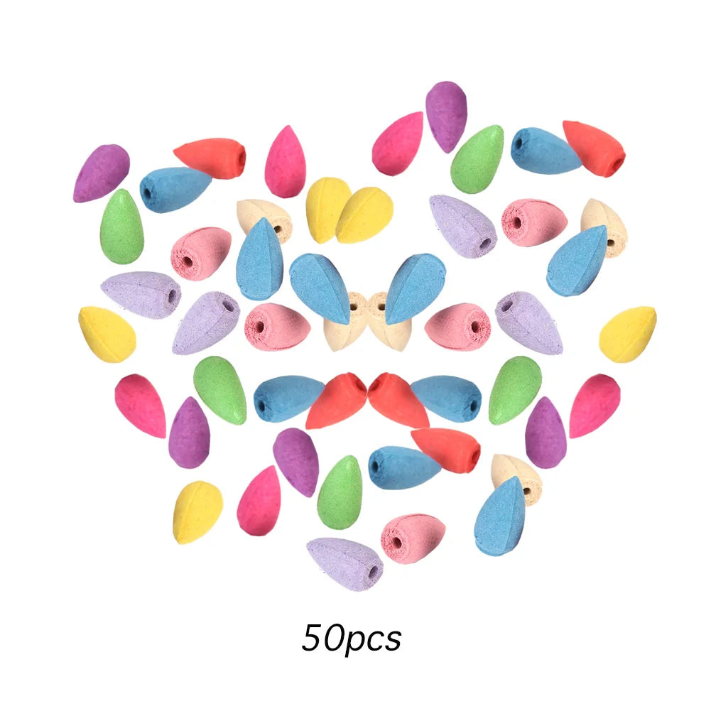 50/60pcs Incense Cones Waterfall Smoke Backflow Incense Cone Lavender Multi-scented Suitable for Places Tea Room Yoga Room