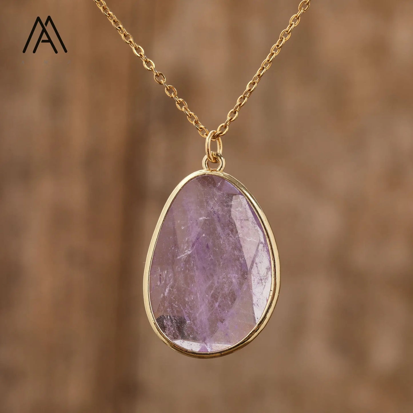 Classic Natural Gemstone Labradorite Amethyst Rose Quartz Healing Crystal Necklace Pendant Chokers Gift to Lady Women