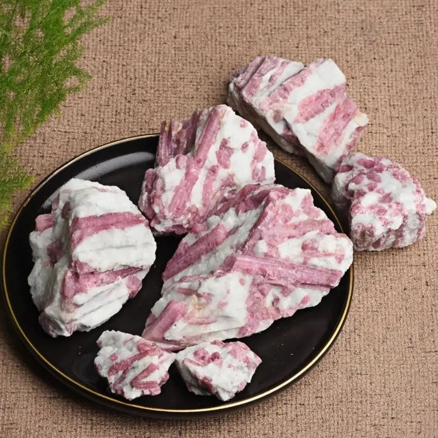 Hot Pink Plum Blossom Tourmaline Irregular Rough Raw Stones Natural Crystals Minerals Room Decoration Gemstones Witchcraft Gift