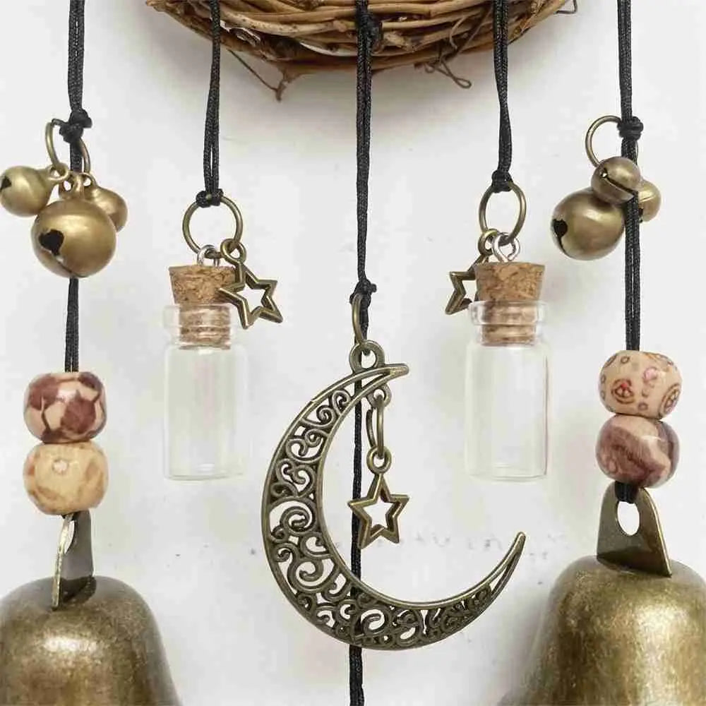 Witch Bells Protection Door Hangers Witch Wind Chimes Wreath Handmade Hanging Witch Bells Wiccan Magic Wind Chimes for Home Door