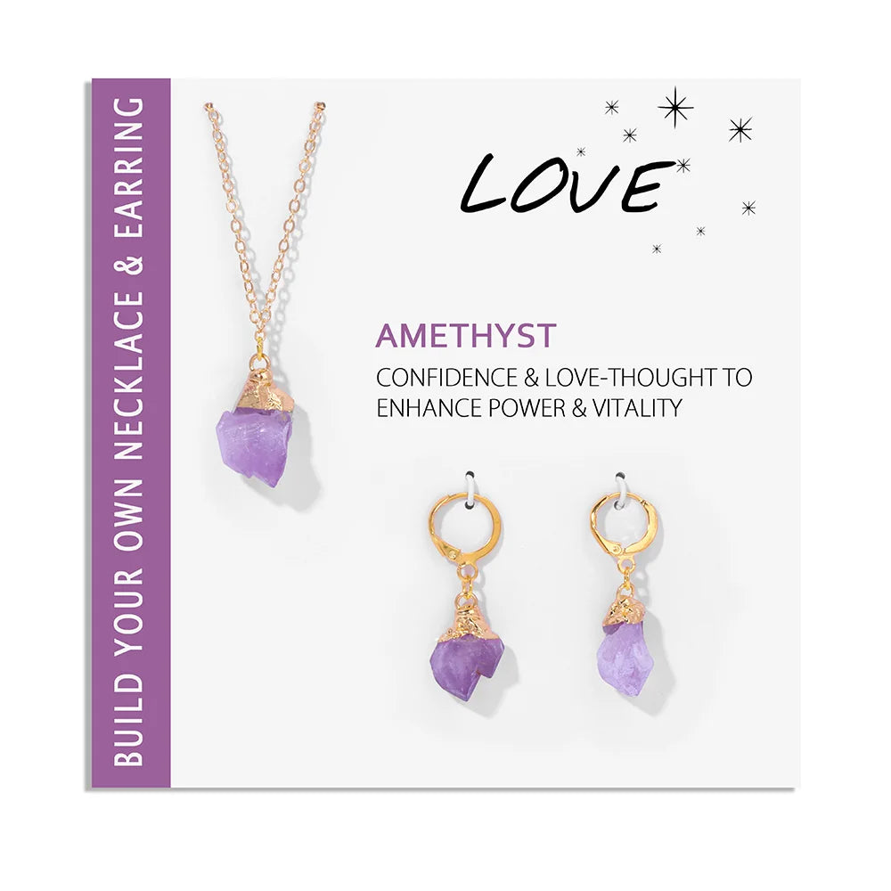Natural Irregular Raw Stone Earrings Amethysts Apatite Lapis Quartz Stones Earring for Women Luxury Quality Jewelry Girls Gift