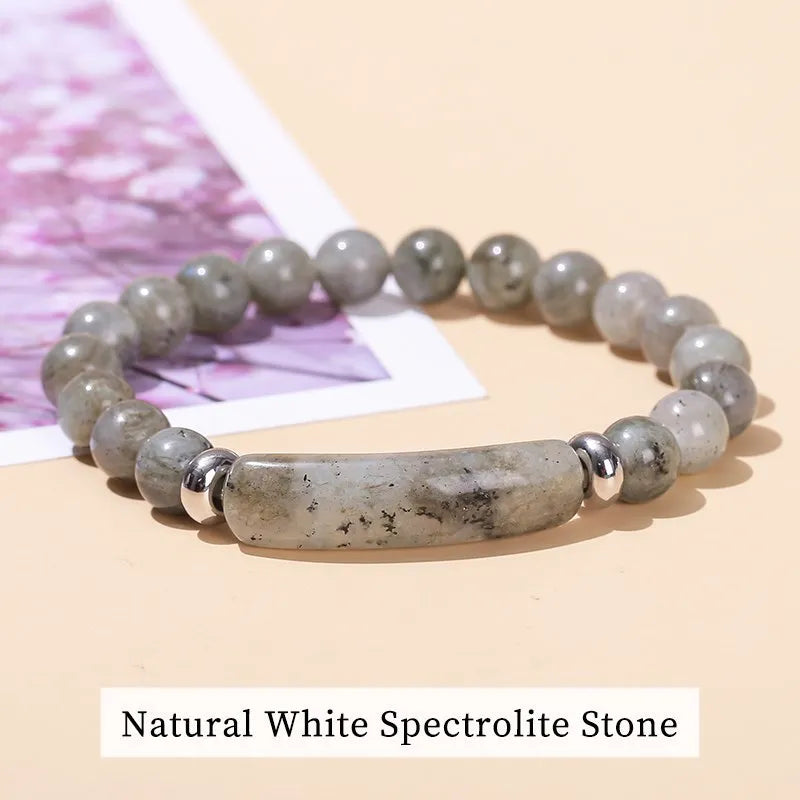 JD Natural Stone Tiger Eye Amethyst Rectangle Bar Charm Bracelet Women Men Reiki Healing Bead Chakra Bangles Couples Jewelry