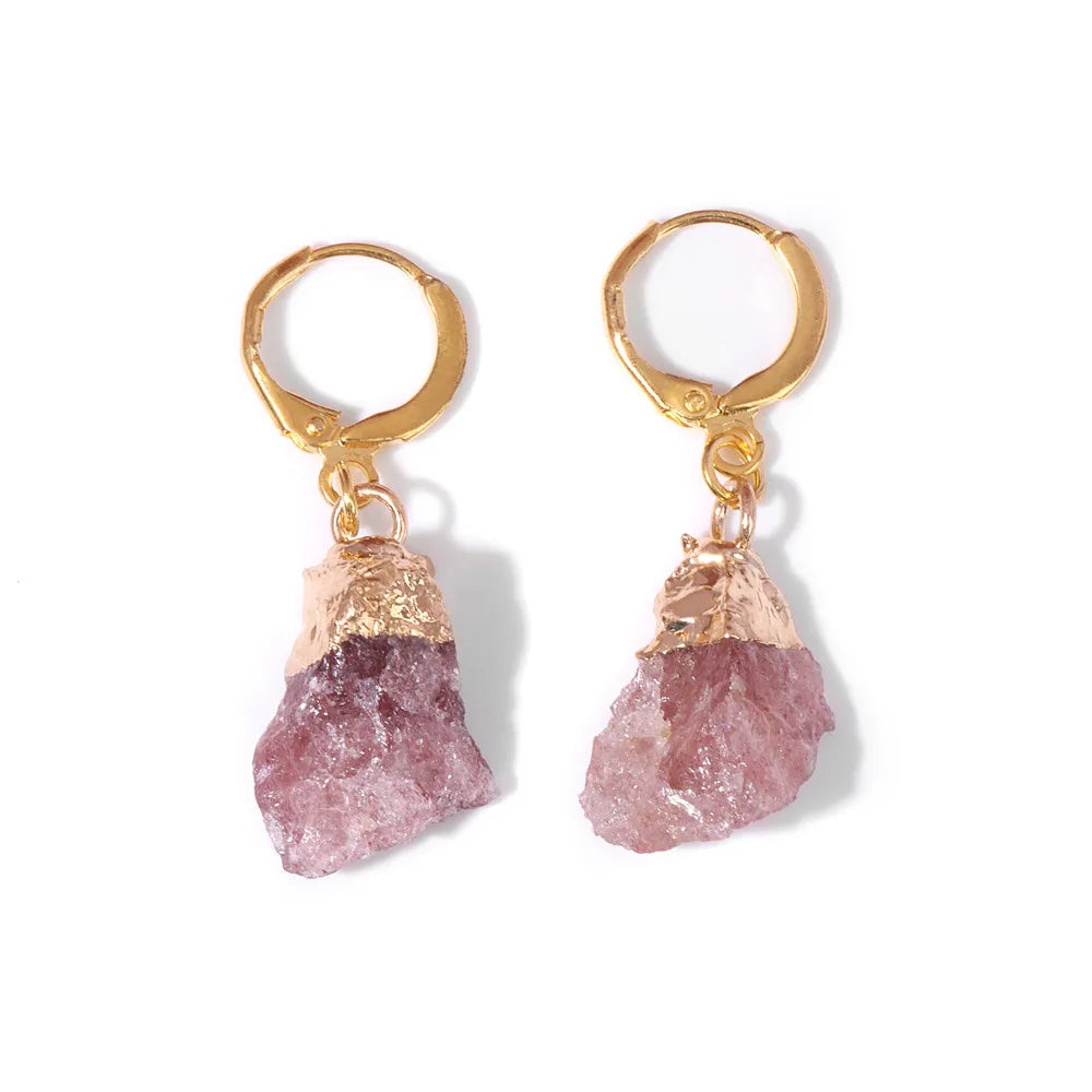 Natural Irregular Raw Stone Earrings Amethysts Apatite Lapis Quartz Stones Earring for Women Luxury Quality Jewelry Girls Gift