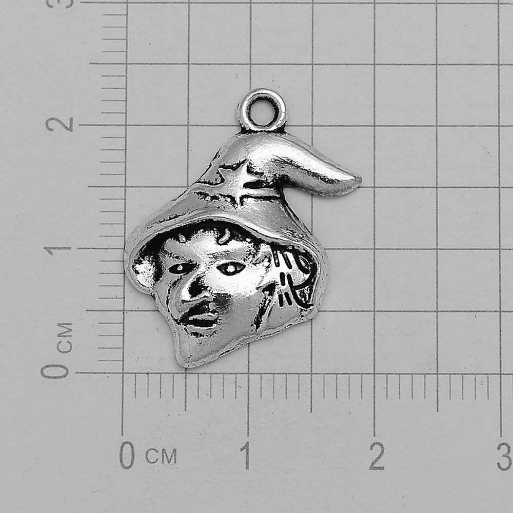 3-40pcs/lot Antique Silver Plated Halloween Charms Witch Cauldron Hat Broom Pendants For Diy Jewelry Making Supplies Accessories