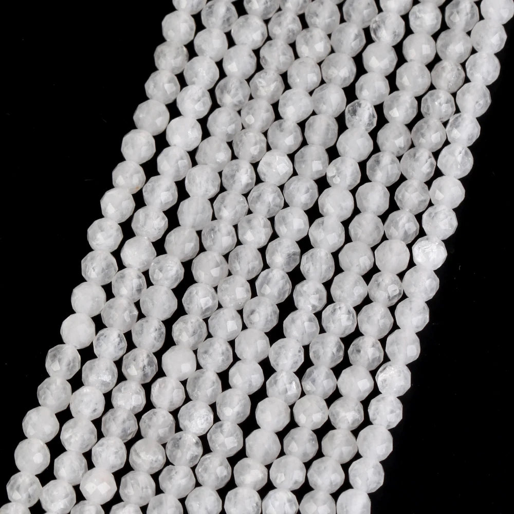 Natural Stone White Crystals Round Faceted Irregular Loose Spacer Beads For Jewelry DIY Bracelet Necklace Making Accessories