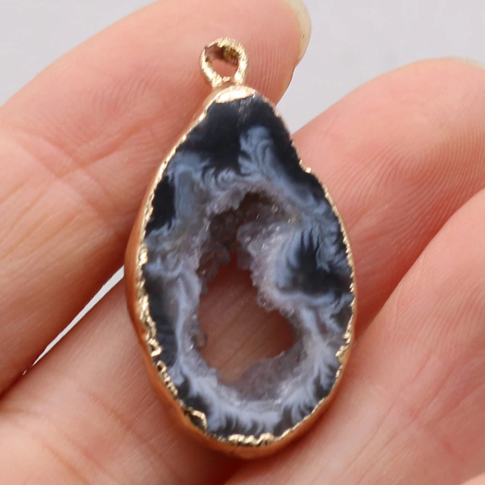 Agate Crystal Bud Irregular Pendant Natural Stone Crafts Jewelry Making DIY Necklace Earring Accessories Gift Party15x25-20x30mm