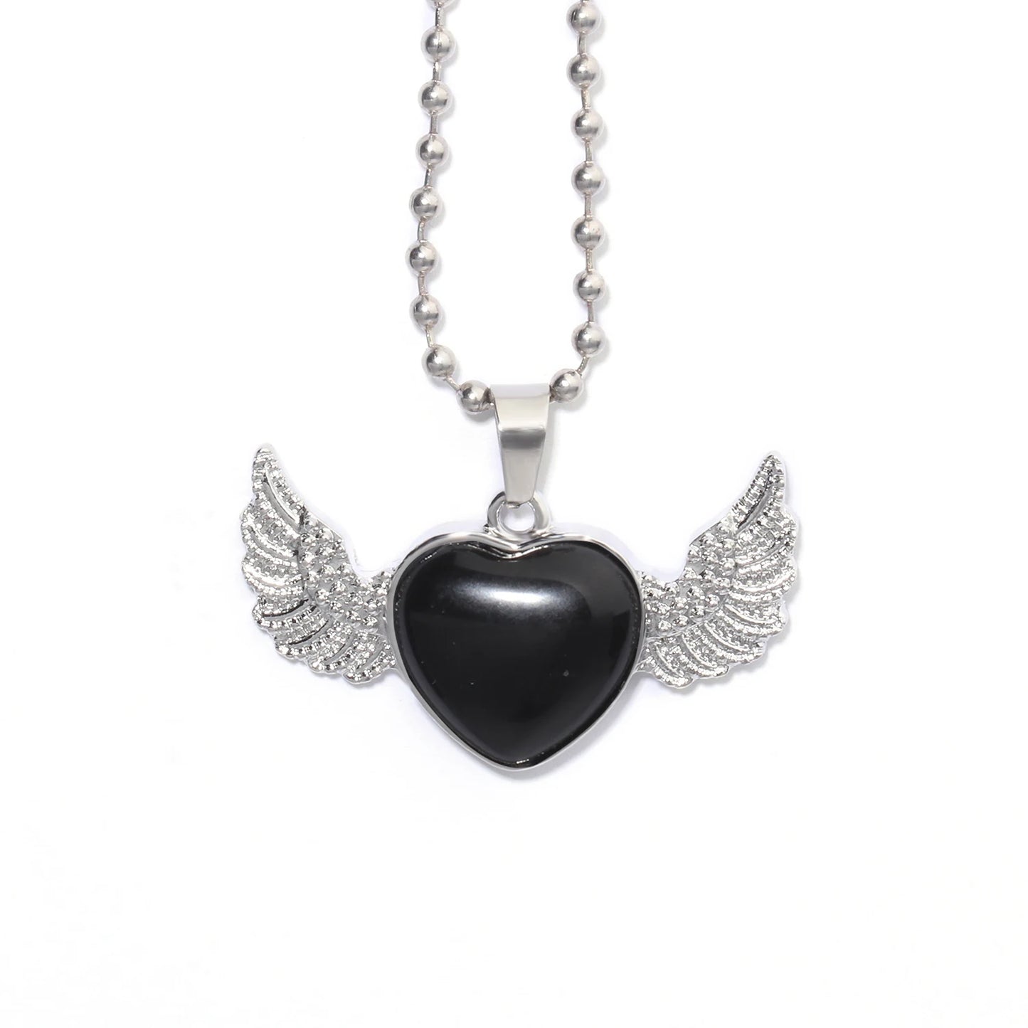 9 Types Black Onyx Natural Stone Pendant With Chain Display Box Heart Waterdrop Shape Pendant fit for Women Jewelry DIY Necklace