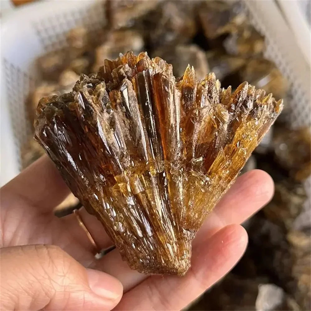 high quality Natural yellow amber calcite raw stone crystals cluster gem collection of rough rock mineral specimens healing gift