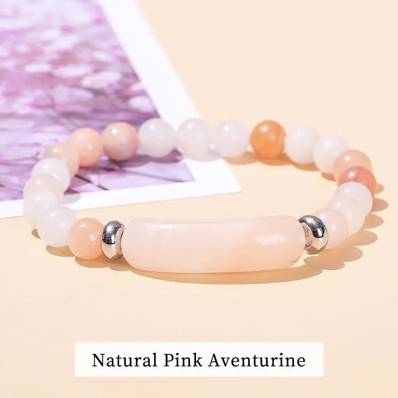 JD Natural Stone Tiger Eye Amethyst Rectangle Bar Charm Bracelet Women Men Reiki Healing Bead Chakra Bangles Couples Jewelry