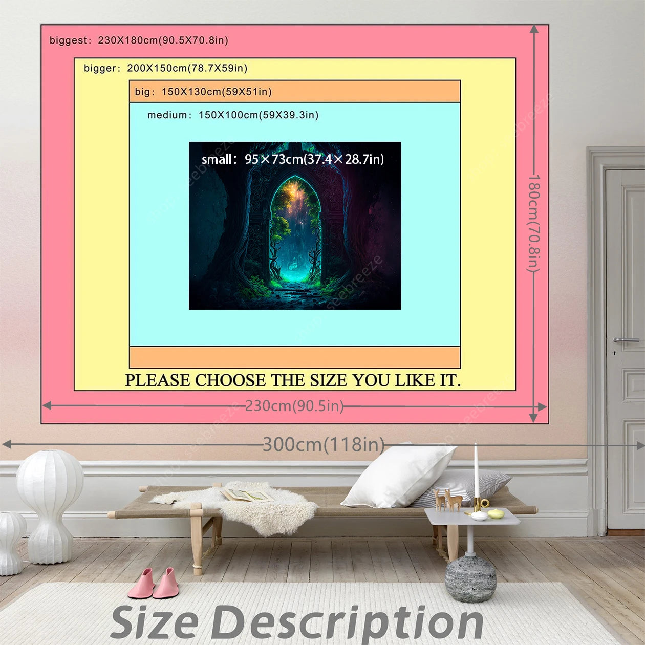The Gate of Life UV Reactive Tapestry Wall Hanging Room Decoration Accessories Psychedelic Home Wall Decor Witchcraft Tapestry