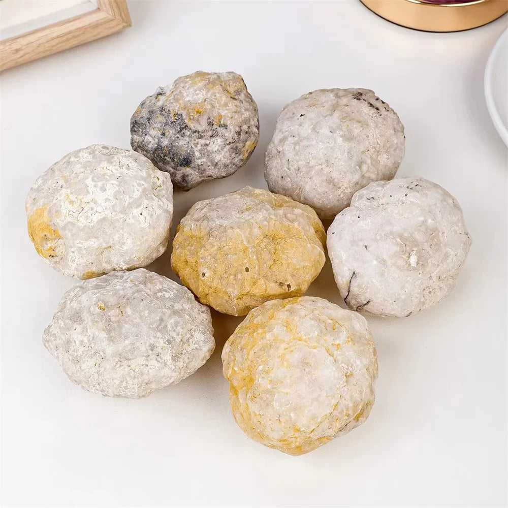 Natural Unopened agate druzy cave stone crystal art craft gemstone cluster crystal ball druse ornament decor ball
