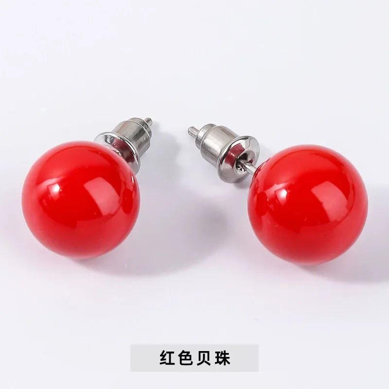 10 pairs Natural Stone Earrings Healing Crystal Quartzs Round Ball Beads Steel Stud Fashion Ear Jewelry for Women Girl Wholesale