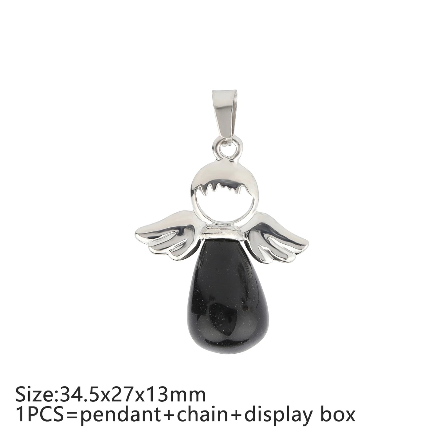 9 Types Black Onyx Natural Stone Pendant With Chain Display Box Heart Waterdrop Shape Pendant fit for Women Jewelry DIY Necklace
