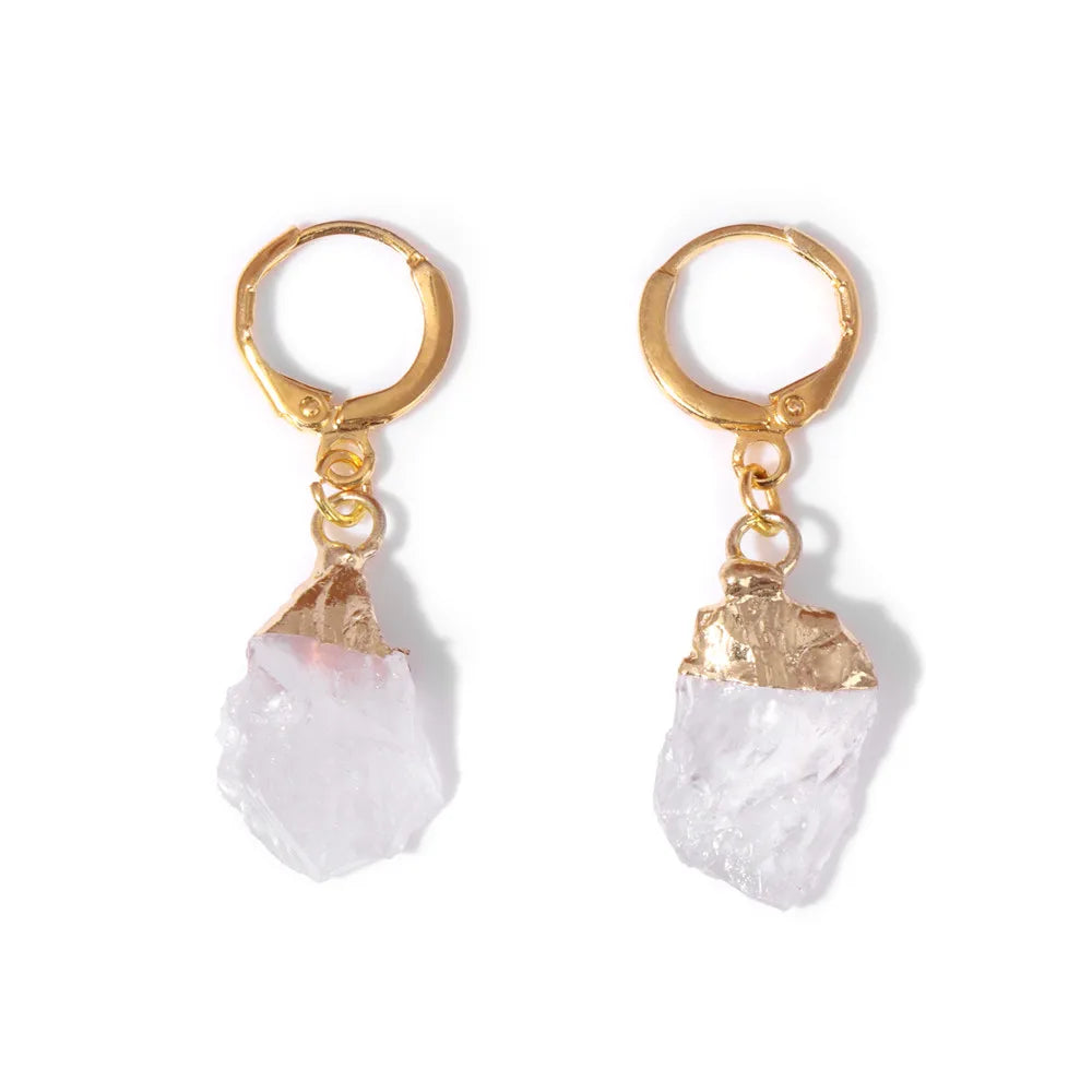 Natural Irregular Raw Stone Earrings Amethysts Apatite Lapis Quartz Stones Earring for Women Luxury Quality Jewelry Girls Gift