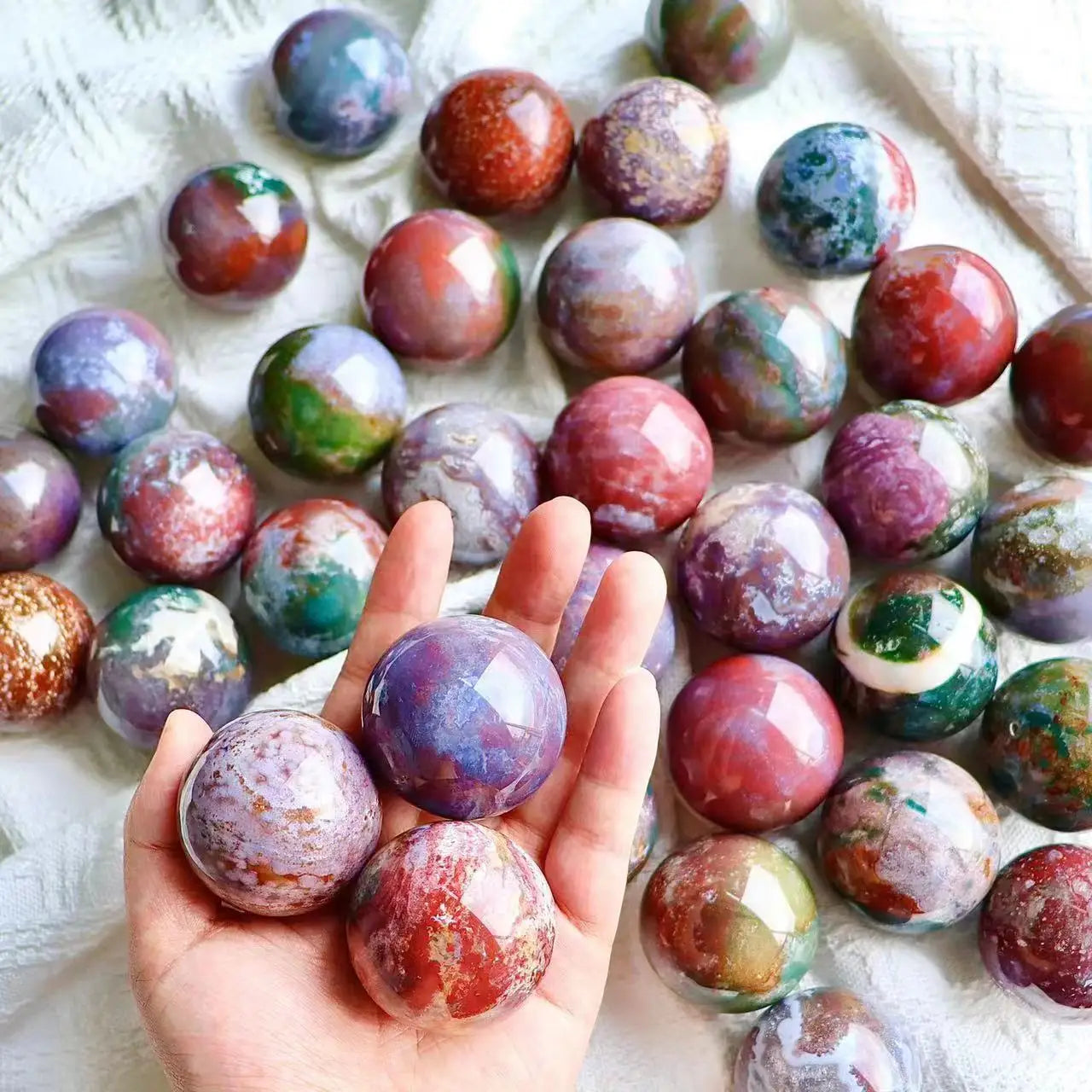 1 Pc Natural Rock Colorful Ocean Jasper Ball Rock Stone Sphere Home Feng Shui Decoration Witchcraft