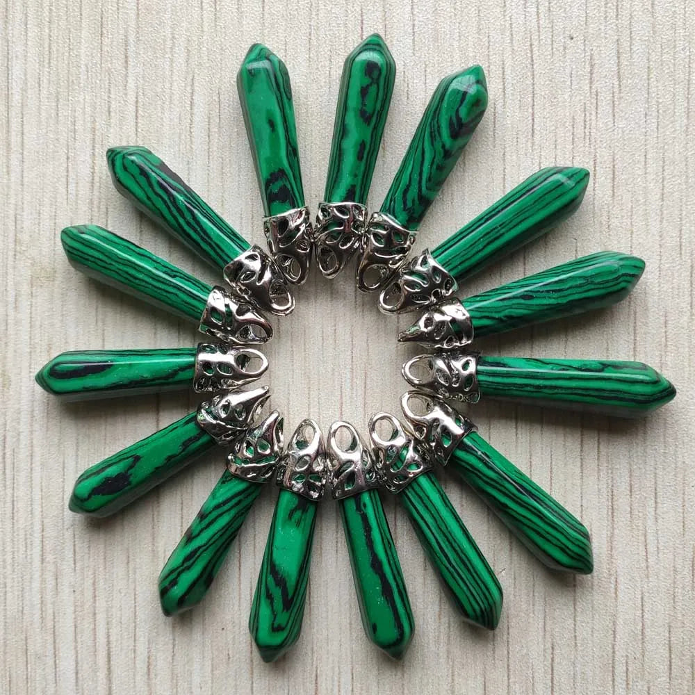Fashion good quality Mix natural stone Hexagonal pillar pendants for necklaces jewelry making 20pcs/lot wholesale fast shipping