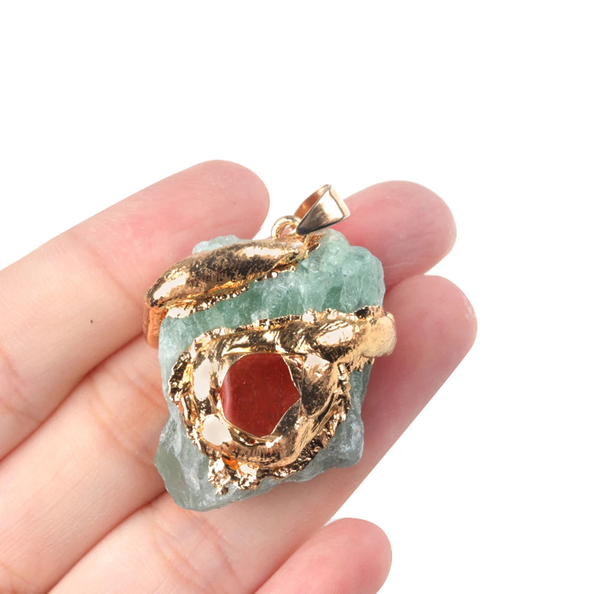 New Fashion Crystal Fluorite Natural Raw Stone Irregular Pendant DIY Made Women Men's Jewelry Accessories (Without Chains) 1pc