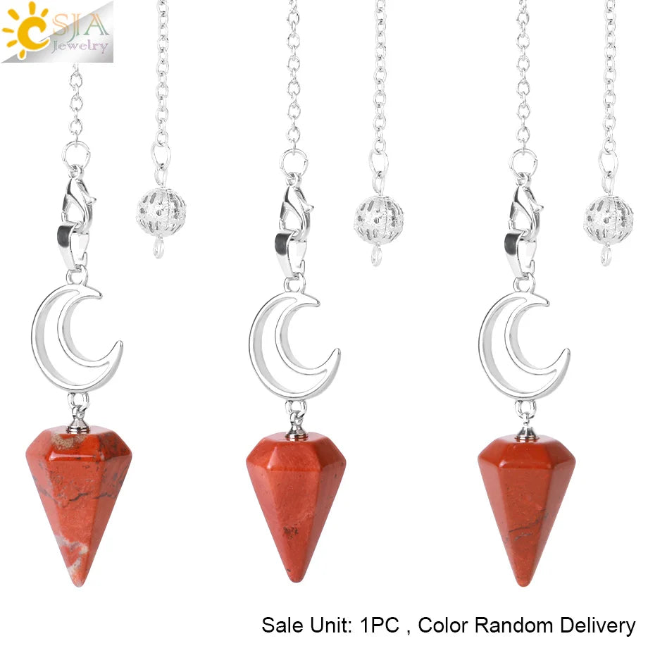 Spiritural Crystal Pendulum for Divination Esoterism Healing Moon Natural Stone Cone Pendant Pink Quartz Pendulo Radiesthesia S9