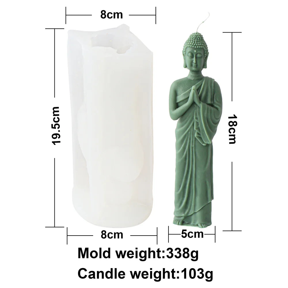 3D Buddha Statue Silicone Mold Namaste Stand Seat Relaxed Monk Candle Soap Resin DIY Buddhism Zen Home Decor Meditation Mould