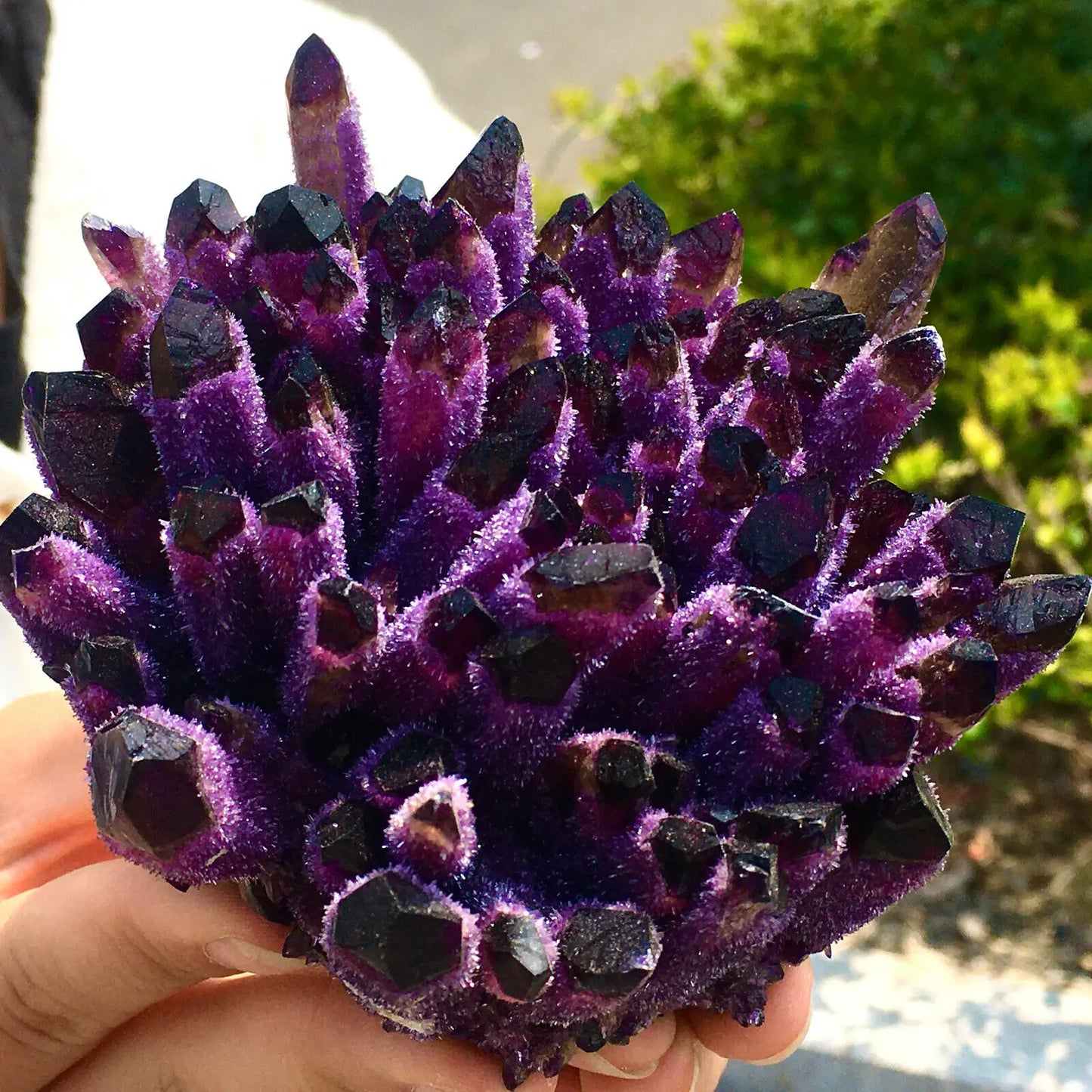 Natural violet Ghost Phantom Quartz Crystal Cluster Healing Specimen