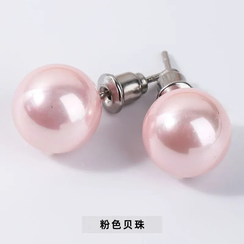 10 pairs Natural Stone Earrings Healing Crystal Quartzs Round Ball Beads Steel Stud Fashion Ear Jewelry for Women Girl Wholesale