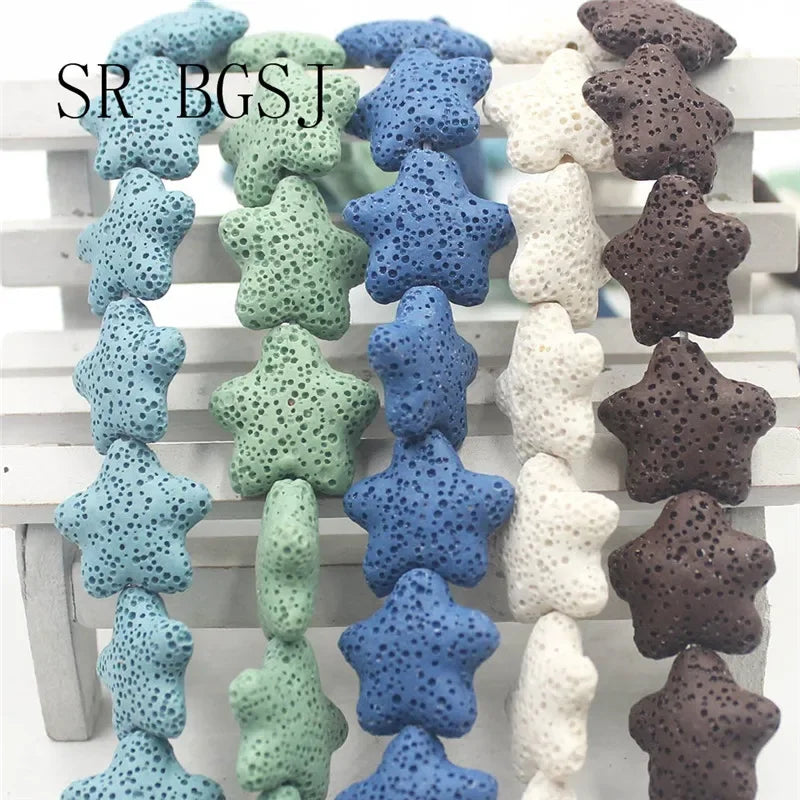 20mm Select by Color Star Volcanic Rock Lava Loose Gems Spacer Beads Strand 15inch