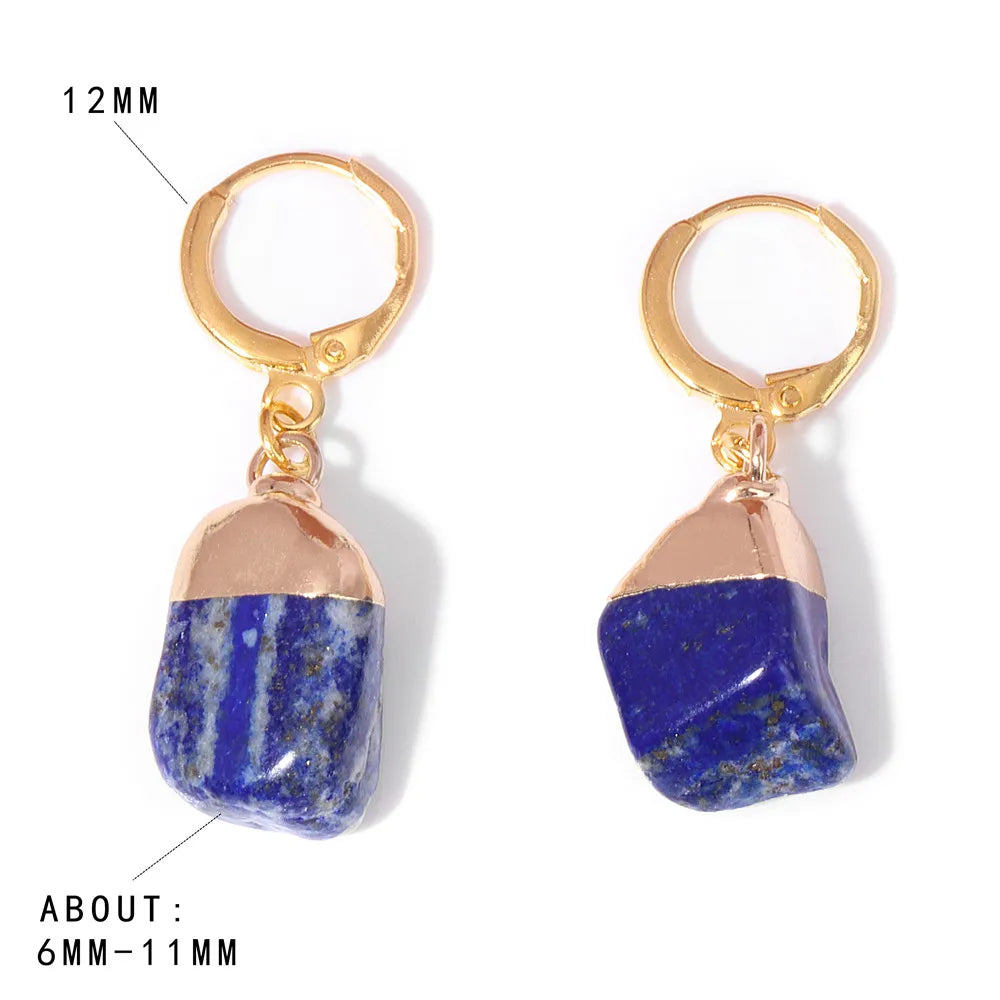 Natural Irregular Raw Stone Earrings Amethysts Apatite Lapis Quartz Stones Earring for Women Luxury Quality Jewelry Girls Gift