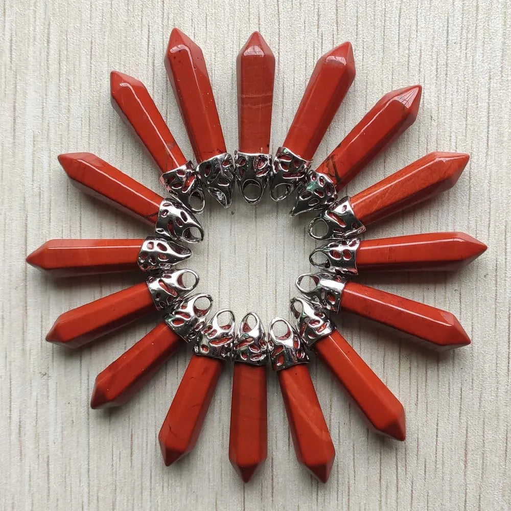 Fashion good quality Mix natural stone Hexagonal pillar pendants for necklaces jewelry making 20pcs/lot wholesale fast shipping
