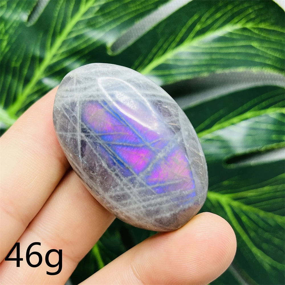 Natural Gemstone Purple Labradorite Palm Double-sided Glitter Home Decor Holiday Gift Witchcraft Altar Crystal Stone Healing